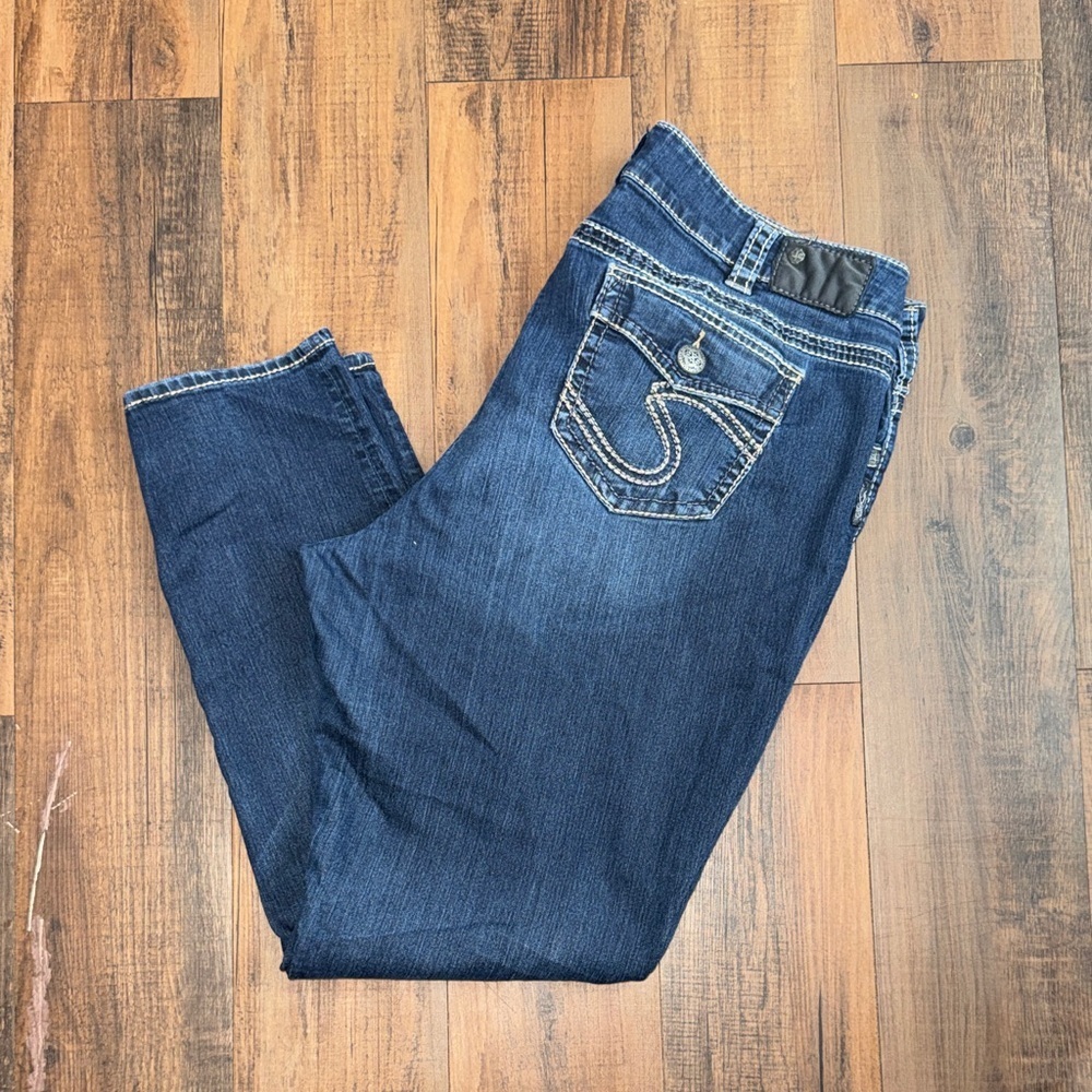 Silver Jeans Women's Dark Blue suki skinny Jeans with Contrast Pocket Stitching
